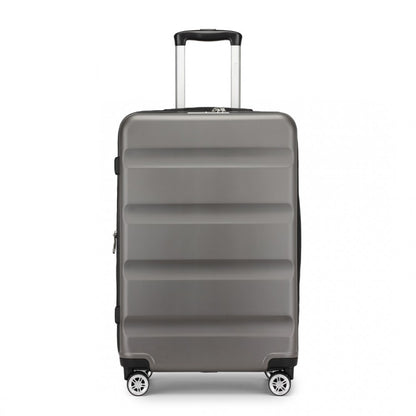 Kono KSK2482 Large Luggage in Grey (75x47.5x29.5cm) - Expandable Horizontal Engraved Hard Shell ABS+PC Check-In Suitcase with TSA Lock