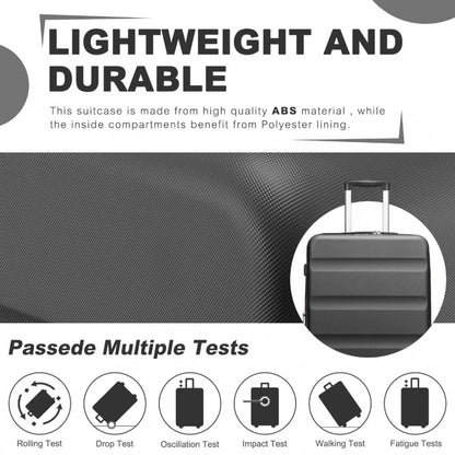 Kono KSK2482 Large Luggage in Grey (75x47.5x29.5cm) - Expandable Horizontal Engraved Hard Shell ABS+PC Check-In Suitcase with TSA Lock