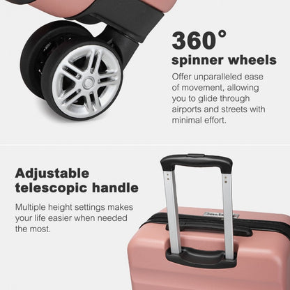 Kono KSK2482 3-Piece Luggage Set in Nude - Hard Shell ABS+PC Suitcases with TSA Lock