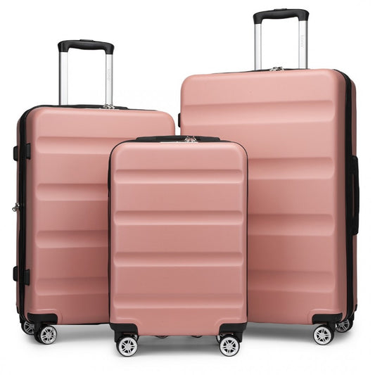 Kono KSK2482 3-Piece Luggage Set in Nude - Hard Shell ABS+PC Suitcases with TSA Lock