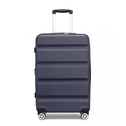 Kono KSK2482 Large Luggage in Navy (75x47.5x29.5cm) - Expandable Horizontal Engraved Hard Shell ABS+PC Check-In Suitcase with TSA Lock