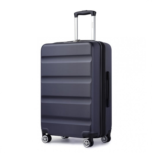 Kono KSK2482 Large Luggage in Navy (75x47.5x29.5cm) - Expandable Horizontal Engraved Hard Shell ABS+PC Check-In Suitcase with TSA Lock