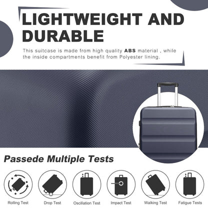 Kono KSK2482 Mid-Size Luggage in Navy (65x43.5x25cm) - Expandable Hard Shell ABS+PC Check-In Suitcase with TSA Lock - Luggage eStore