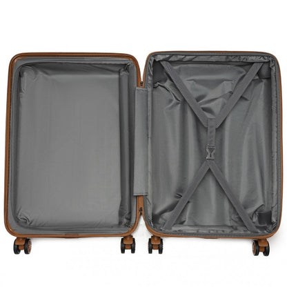 Kono KSK2483 3-Piece Luggage Set in Cream and Tan - Striped Expandable Suitcases with TSA Lock