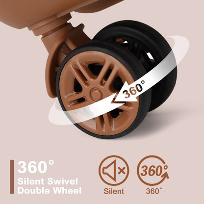 Kono KSK2483 Large Luggage in Cream and Tan (75x47.5x29.5cm) - Striped Expandable Check-In Suitcase with TSA Lock