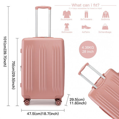 Kono KSK2483 Large Luggage in Nude (75x47.5x29.5cm) - Striped Expandable Check-In Suitcase with TSA Lock
