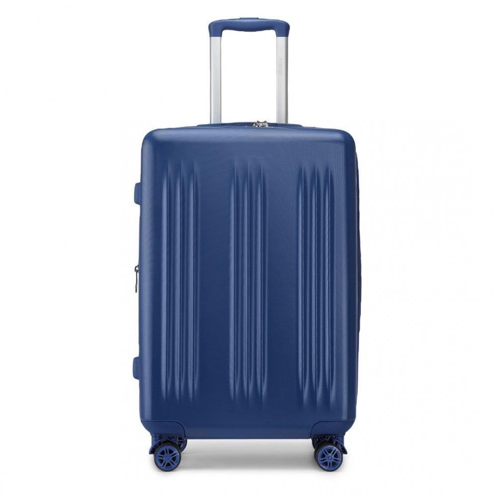 Kono KSK2483 Mid-Size Luggage in Navy (65x43.5x25cm) - Striped Expandable Check-In Suitcase with TSA Lock