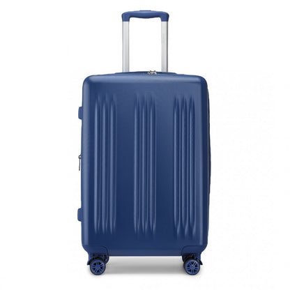 Kono KSK2483 Mid-Size Luggage in Navy (65x43.5x25cm) - Striped Expandable Check-In Suitcase with TSA Lock