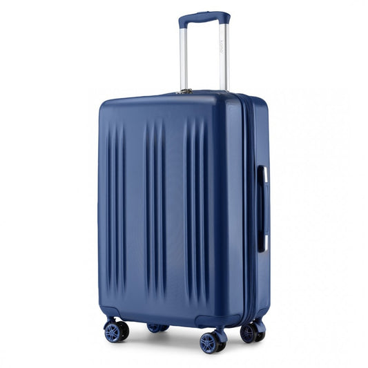 Kono KSK2483 Mid-Size Luggage in Navy (65x43.5x25cm) - Striped Expandable Check-In Suitcase with TSA Lock
