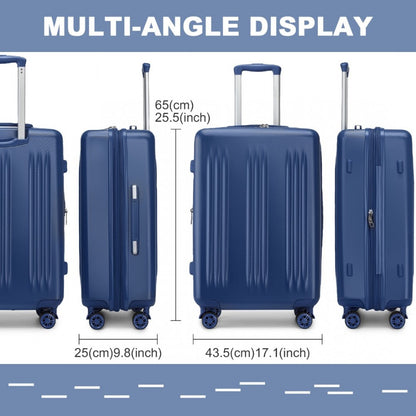 Kono KSK2483 Mid-Size Luggage in Navy (65x43.5x25cm) - Striped Expandable Check-In Suitcase with TSA Lock