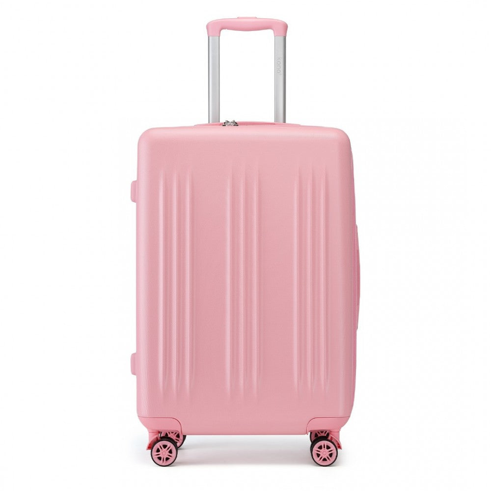 Kono KSK2483 Large Luggage in Pink (75x47.5x29.5cm) - Striped Expandable Check-In Suitcase with TSA Lock
