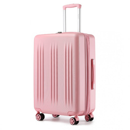 Kono KSK2483 Large Luggage in Pink (75x47.5x29.5cm) - Striped Expandable Check-In Suitcase with TSA Lock