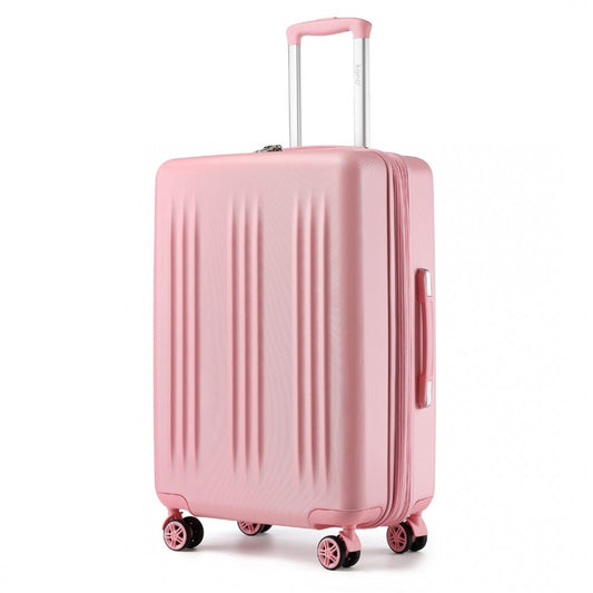 Kono KSK2483 Large Luggage in Pink (75x47.5x29.5cm) - Striped Expandable Check-In Suitcase with TSA Lock