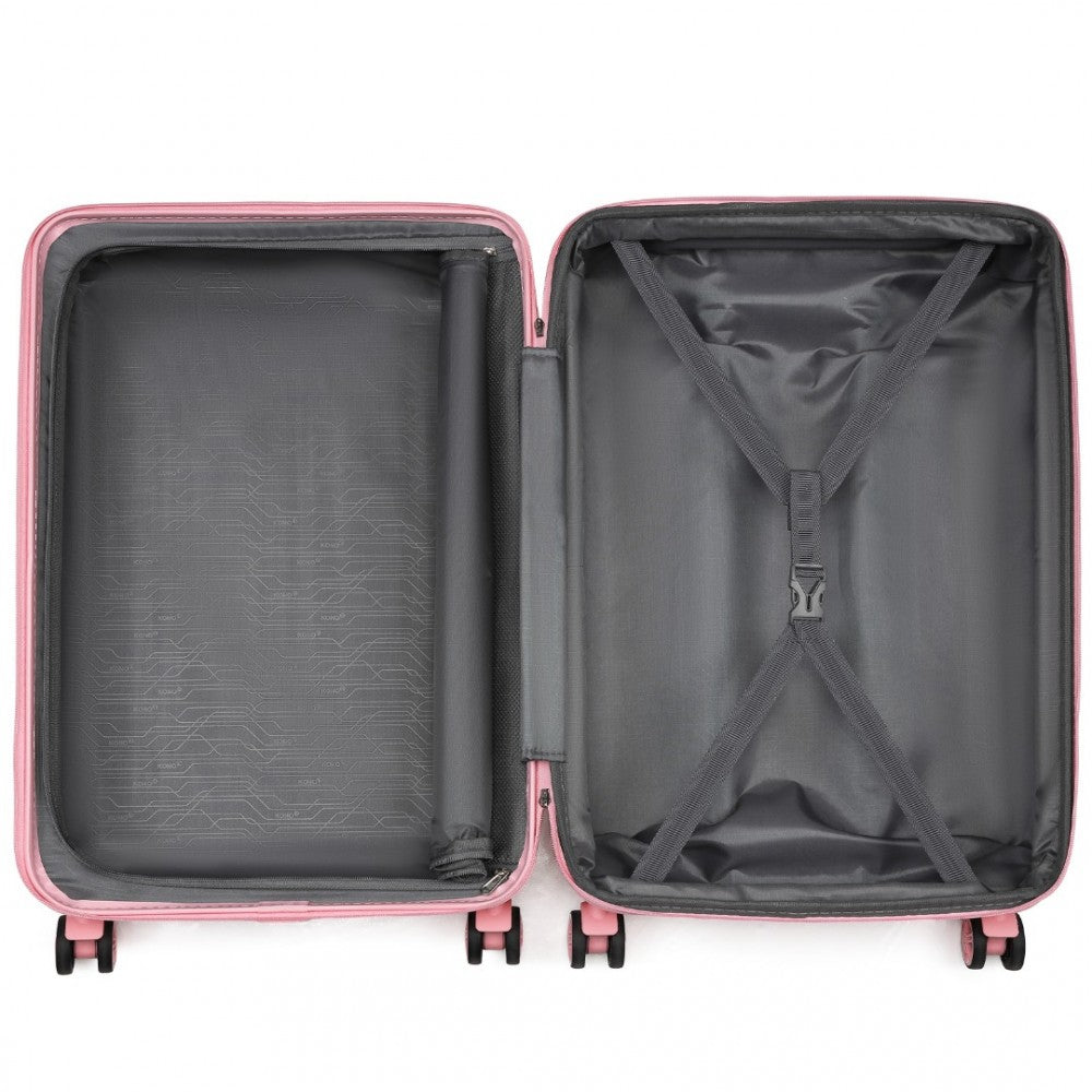 Kono KSK2483 Large Luggage in Pink (75x47.5x29.5cm) - Striped Expandable Check-In Suitcase with TSA Lock