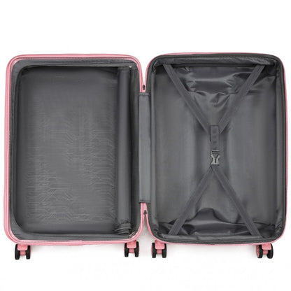 Kono KSK2483 Large Luggage in Pink (75x47.5x29.5cm) - Striped Expandable Check-In Suitcase with TSA Lock