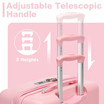 Kono KSK2483 Large Luggage in Pink (75x47.5x29.5cm) - Striped Expandable Check-In Suitcase with TSA Lock