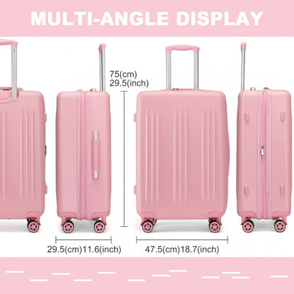 Kono KSK2483 Large Luggage in Pink (75x47.5x29.5cm) - Striped Expandable Check-In Suitcase with TSA Lock