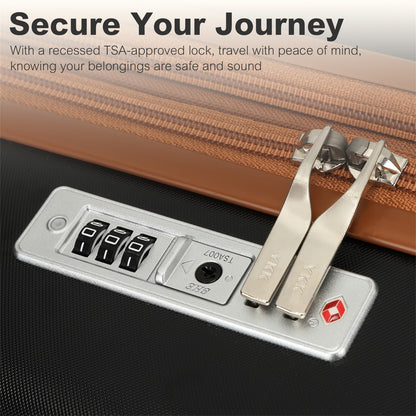 Kono KSK2484 Extra Large Luggage in Black and Tan (86x58.5x34cm) - Hard Shell Suitcase with TSA Lock
