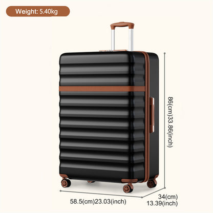 Kono KSK2484 Extra Large Luggage in Black and Tan (86x58.5x34cm) - Hard Shell Suitcase with TSA Lock