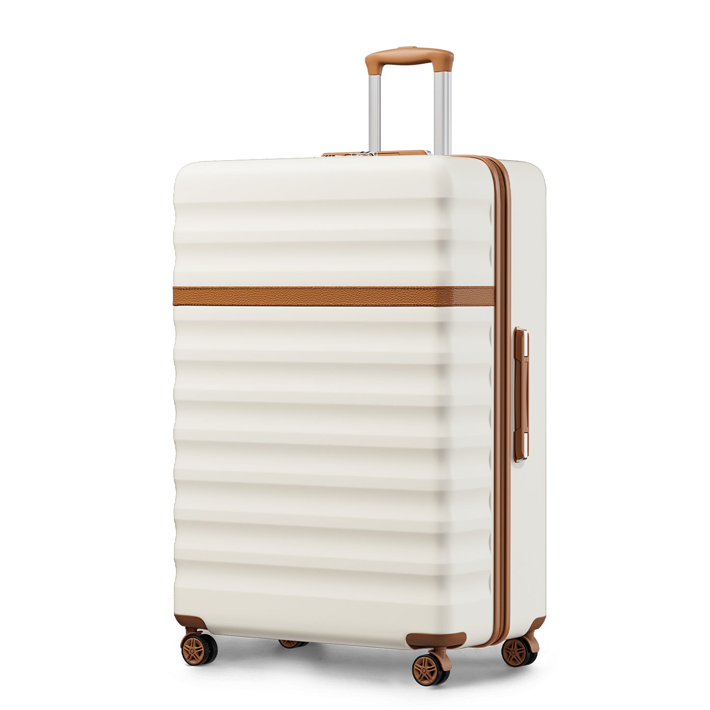 Kono KSK2484 Extra Large Luggage in Cream and Tan (86x58.5x34cm) - Hard Shell Suitcase with TSA Lock