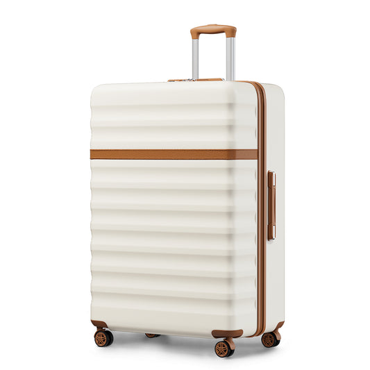 Kono KSK2484 Extra Large Luggage in Cream and Tan (86x58.5x34cm) - Hard Shell Suitcase with TSA Lock