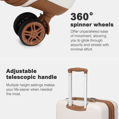 Kono KSK2484 Extra Large Luggage in Cream and Tan (86x58.5x34cm) - Hard Shell Suitcase with TSA Lock
