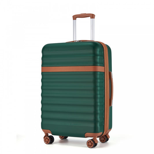 Kono KSK2484 Mid-Size Luggage in Green and Tan (65x43.5x25cm) - Expandable Lightweight Hard Shell Suitcase with TSA Lock