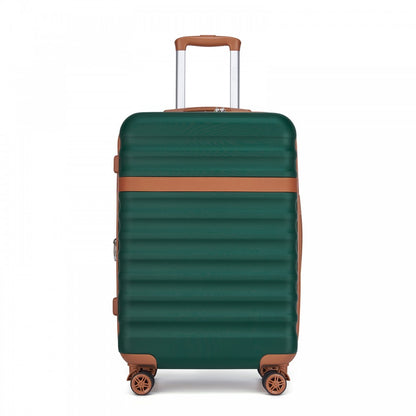 Kono KSK2484 Mid-Size Luggage in Green and Tan (65x43.5x25cm) - Expandable Lightweight Hard Shell Suitcase with TSA Lock