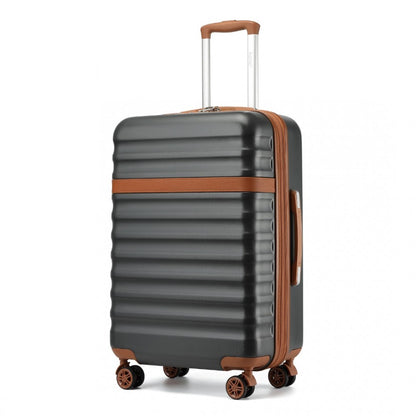 Kono KSK2484 3-Piece Luggage Set in Grey and Tan - Expandable Lightweight Hard Shell Suitcase with TSA Lock