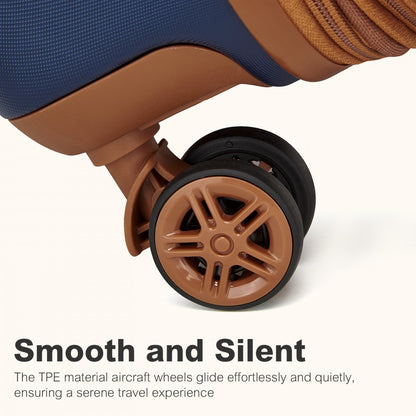 Kono KSK2484 Large Luggage in Navy and Tan (75x47.5x29.5cm) - Expandable Lightweight Hard Shell Suitcase with TSA Lock