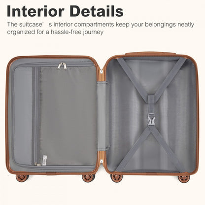 Kono KSK2484 3-Piece Luggage Set in Navy and Tan - Expandable Lightweight Hard Shell Suitcase with TSA Lock