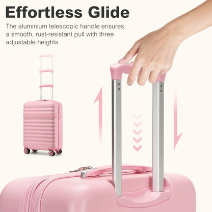 Kono KSK2484 3-Piece Luggage Set in Pink - Expandable Lightweight Hard Shell Suitcase with TSA Lock