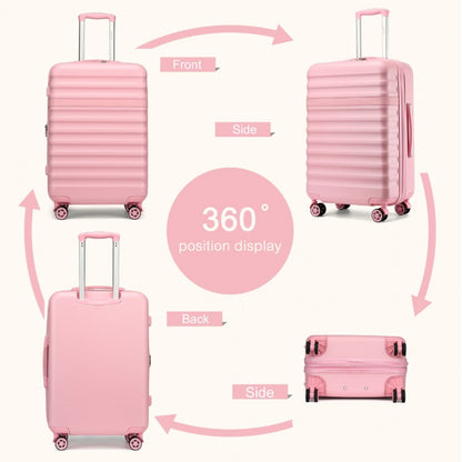 Kono KSK2484 3-Piece Luggage Set in Pink - Expandable Lightweight Hard Shell Suitcase with TSA Lock