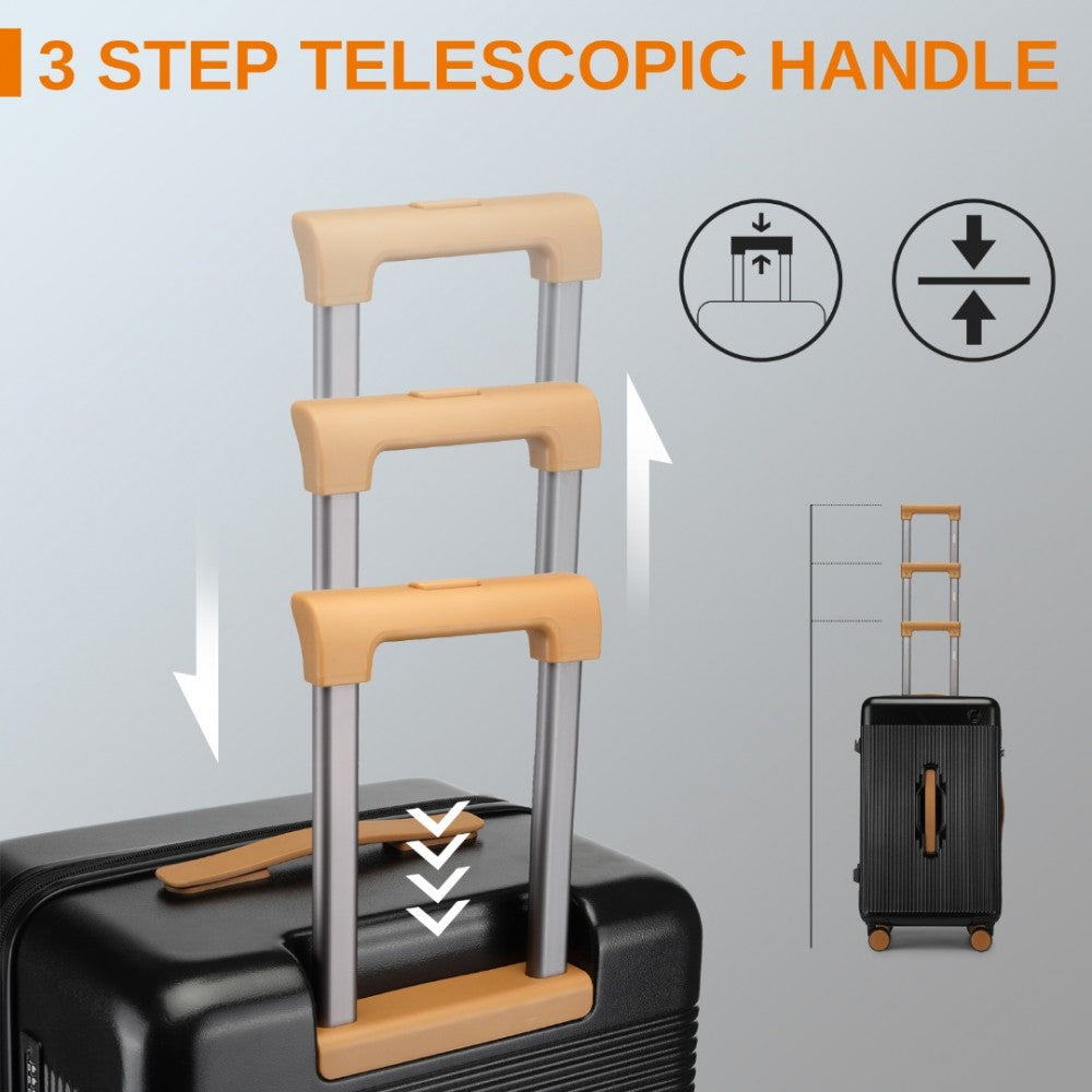 Kono KSK2488 Mid-Size Luggage in Black and Tan (66.5x40x30cm) - Durable Hard Shell Check-In Suitcase with TSA Lock and Multi-Handle Design