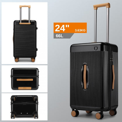 Kono KSK2488 Mid-Size Luggage in Black and Tan (66.5x40x30cm) - Durable Hard Shell Check-In Suitcase with TSA Lock and Multi-Handle Design