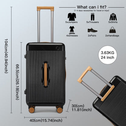 Kono KSK2488 Mid-Size Luggage in Black and Tan (66.5x40x30cm) - Durable Hard Shell Check-In Suitcase with TSA Lock and Multi-Handle Design