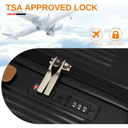 Kono KSK2488 Mid-Size Luggage in Black and Tan (66.5x40x30cm) - Durable Hard Shell Check-In Suitcase with TSA Lock and Multi-Handle Design