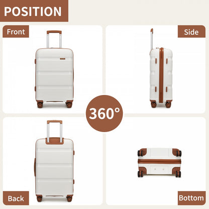 Kono KSK2492 Large Checked Luggage in Cream and Tan (75x47.5x29cm) - PP Hardshell Lightweight and Durable - Features TSA Lock & 360° Spinner Silent Wheels