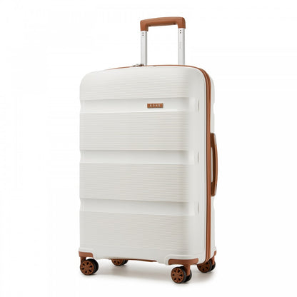 Kono KSK2492 Large Checked Luggage in Cream and Tan (75x47.5x29cm) - PP Hardshell Lightweight and Durable - Features TSA Lock & 360° Spinner Silent Wheels