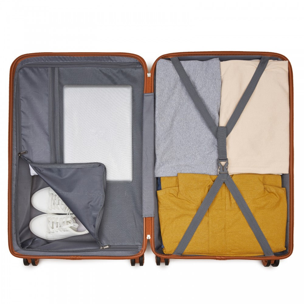 Kono KSK2492 Large Checked Luggage in Cream and Tan (75x47.5x29cm) - PP Hardshell Lightweight and Durable - Features TSA Lock & 360° Spinner Silent Wheels