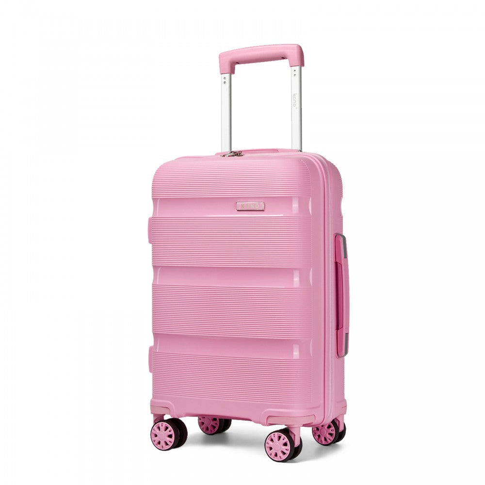 Kono KSK2492 Cabin Luggage in Pink (55x38x20 cm) - PP Hardshell Lightweight and Durable - Features TSA Lock & 360° Spinner Silent Wheels