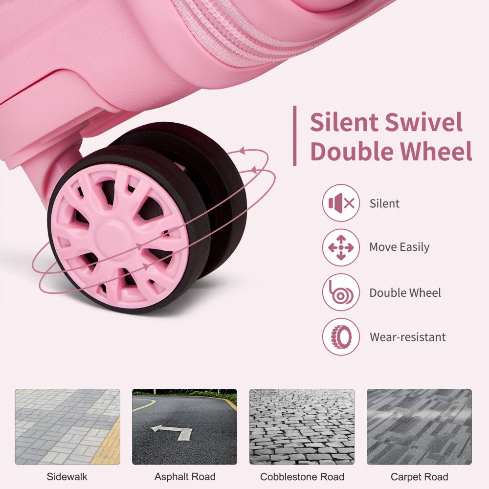 Kono KSK2492 Cabin Luggage in Pink (55x38x20 cm) - PP Hardshell Lightweight and Durable - Features TSA Lock & 360° Spinner Silent Wheels