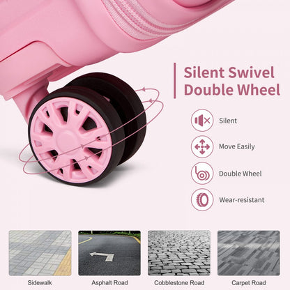 Kono KSK2492 Cabin Luggage in Pink (55x38x20 cm) - PP Hardshell Lightweight and Durable - Features TSA Lock & 360° Spinner Silent Wheels