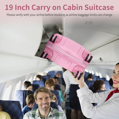 Kono KSK2492 Cabin Luggage in Pink (55x38x20 cm) - PP Hardshell Lightweight and Durable - Features TSA Lock & 360° Spinner Silent Wheels