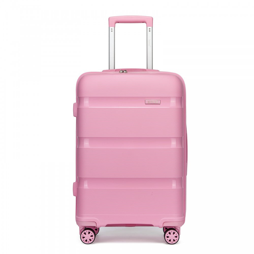 Kono KSK2492 Mid-Size Checked Luggage in Pink (65x42.5x25cm) - PP Hardshell Lightweight and Durable - Features TSA Lock & 360° Spinner Silent Wheels