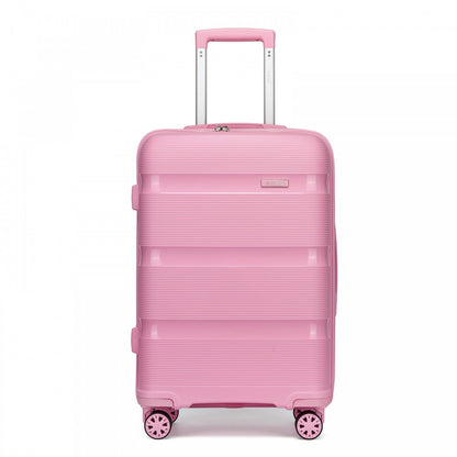 Kono KSK2492 Mid-Size Checked Luggage in Pink (65x42.5x25cm) - PP Hardshell Lightweight and Durable - Features TSA Lock & 360° Spinner Silent Wheels
