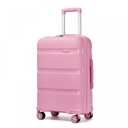 Kono KSK2492 Mid-Size Checked Luggage in Pink (65x42.5x25cm) - PP Hardshell Lightweight and Durable - Features TSA Lock & 360° Spinner Silent Wheels
