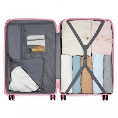 Kono KSK2492 Large Checked Luggage in Pink (75x47.5x29cm) - PP Hardshell Lightweight and Durable - Features TSA Lock & 360° Spinner Silent Wheels