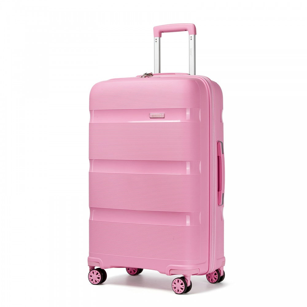 Kono KSK2492 Large Checked Luggage in Pink (75x47.5x29cm) - PP Hardshell Lightweight and Durable - Features TSA Lock & 360° Spinner Silent Wheels