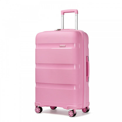 Kono KSK2492 Large Checked Luggage in Pink (75x47.5x29cm) - PP Hardshell Lightweight and Durable - Features TSA Lock & 360° Spinner Silent Wheels